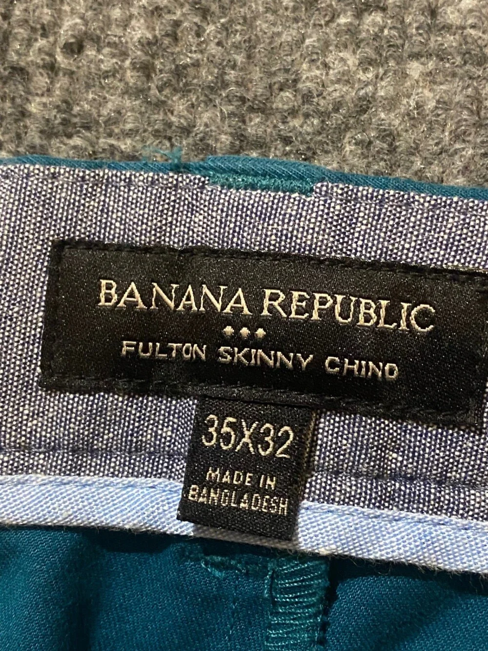 Banana Republic Pants Mens 35x32 Fulton Skinny Chino Stretch Baltic Blue